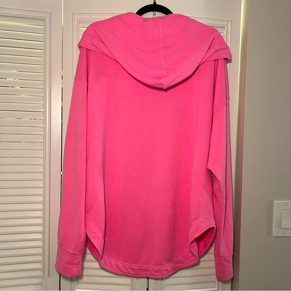 anthropologie Pilcro Warfside Hooded Sweatshirt Bright Pink Sz XL Oversized - Picture 4 of 13